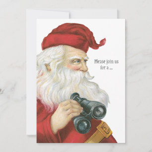 Convites Natal Antigo, Papai Noel com Binóculos