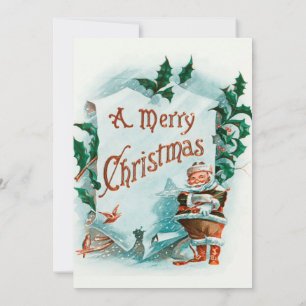 Convites Natal Antigo Papai Noel Saudação Alegre
