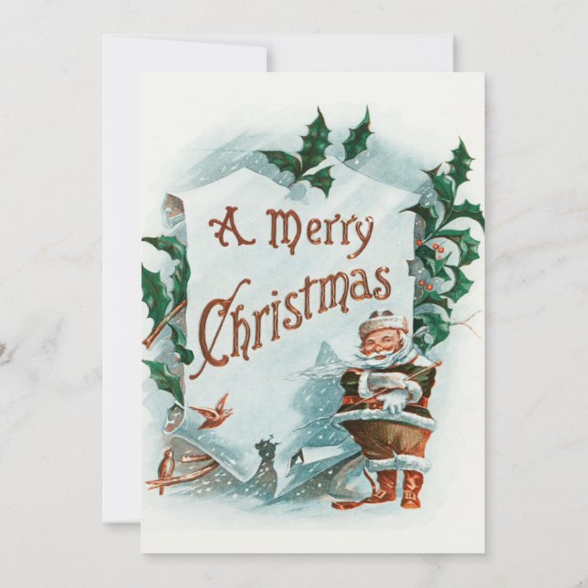 Convites Natal Antigo Papai Noel Saudação Alegre (Verso)