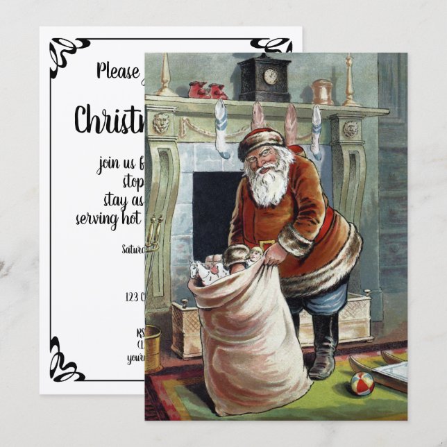 Convites Natal Antigo, São Nicolau junto à Lareira (Frente/Verso)