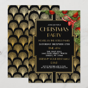 Convites Natal Art Deco Gatsby Party Dourados 2000