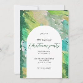 Convites Natal Artístico Molera Azul Padrão de Árvore Azul