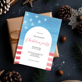 Convites Natal Artístico Patriótico Vermelho e Azul