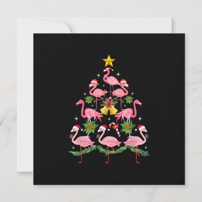 Convites Natal - Árvore de Natal de Flamingo Fofo (Frente)