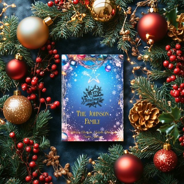 Convites Natal Azul Estrelado com Mensagem Personalizada da (Criador carregado)