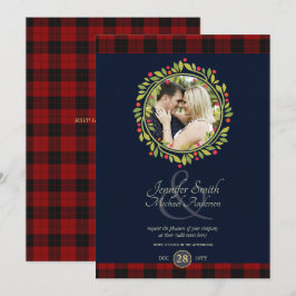 Convites Natal Azul Marinho Casamento FOTO Xadrez Búfalo