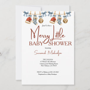 Convites Natal Baby Shower Vermelho & Azul