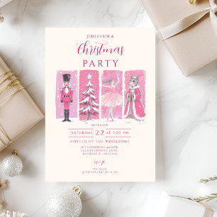 Convites Natal Ballet de Noz Nutcracker Rosa