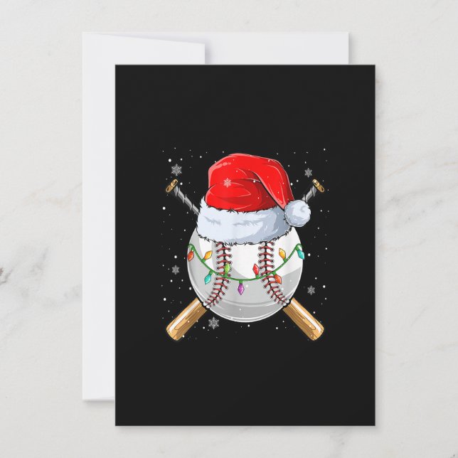 Convites Natal Baseball Ball Santa Hat Luzes de Natal (Frente)