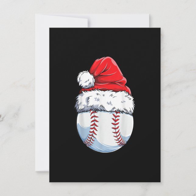 Convites Natal Baseball Ball Santa Hat Xmas Boys Catche (Frente)