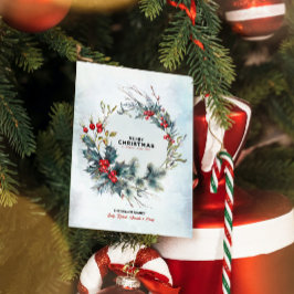 Convites Natal Berries Wreath Feliz Typografo de Natal