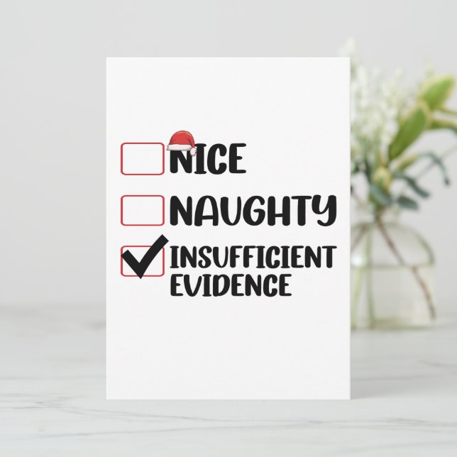Convites Natal Bonito Travesso Evidências Insuficientes  (Em pé/Frente)