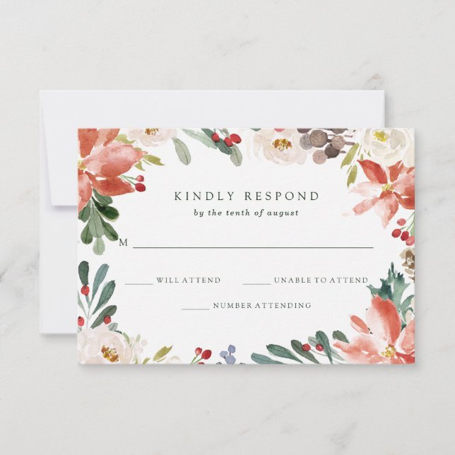 Convites Natal Botânico | Casamento Floral de Férias (Frente)