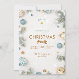 Convites Natal branco e azul clássico