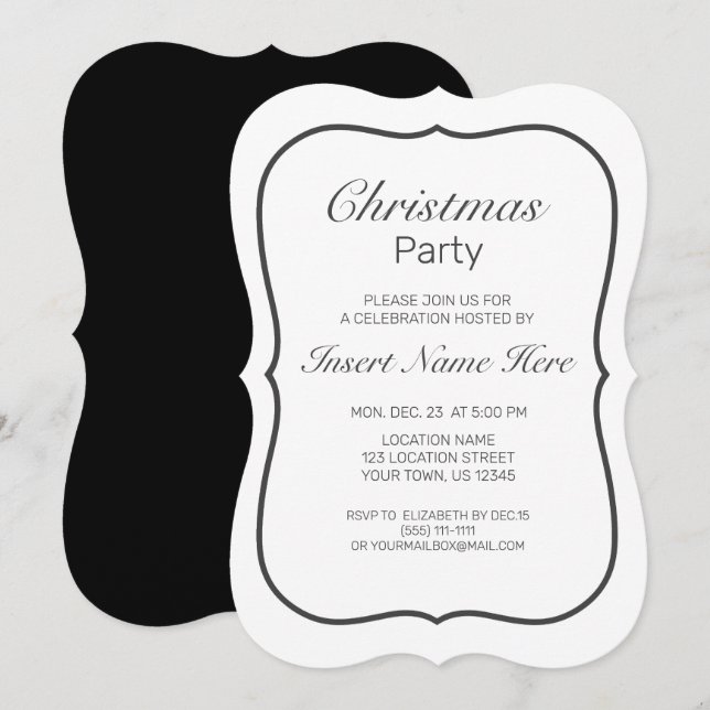 Convites Natal branco minimalista moderno (Frente/Verso)