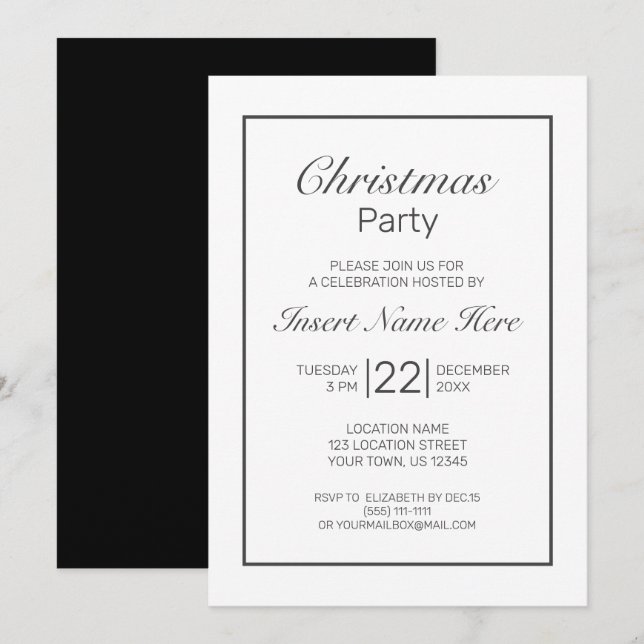 Convites Natal branco minimalista moderno (Frente/Verso)