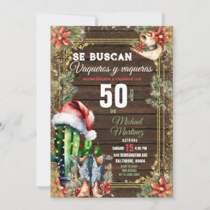 Convites Natal Cactus Espanhol 50 Años Vaquero Aniversário