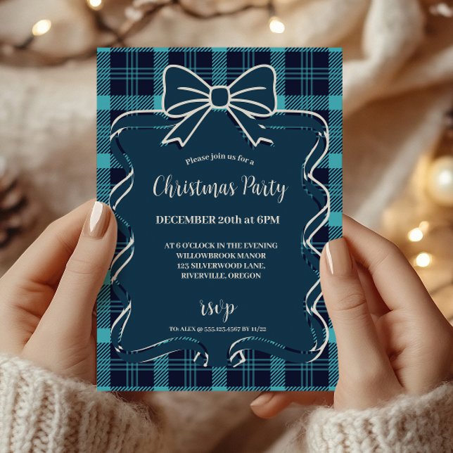 Convites Natal Caprichoso Xadrez Azul Retro (Criador carregado)