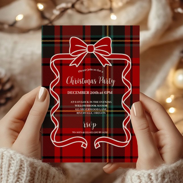Convites Natal Caprichoso Xadrez Vermelho Retro (Criador carregado)