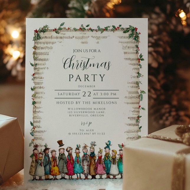 Convites Natal Clássico de Holly e Cantores de Natal (Criador carregado)