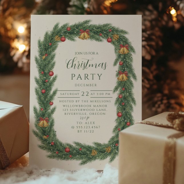 Convites Natal Clássico de Sineta de Sempre Verde (Criador carregado)