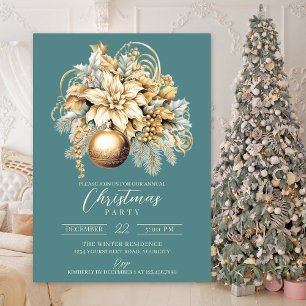 Convites Natal clássico e elegante do luxo de ouro