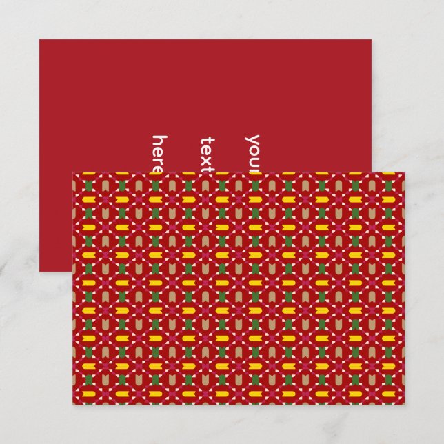 Convites Natal Clássico Vermelho e Verde Geométrico Sem Cos (Frente/Verso)