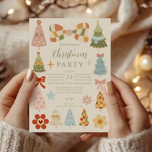 Convites Natal com Arco Retro Groovy (Criador carregado)