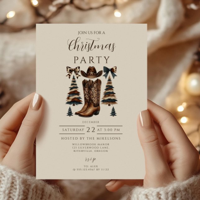 Convites Natal com Arco Western Cowgirl (Criador carregado)