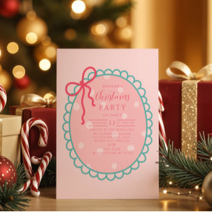 Convites Natal com Bolinhas Rosa