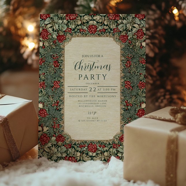 Convites Natal com Folhagem Botânica Vintage (Criador carregado)