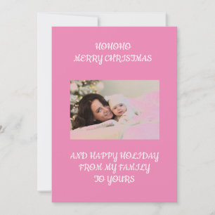 Convites Natal com foto personalizada rosa
