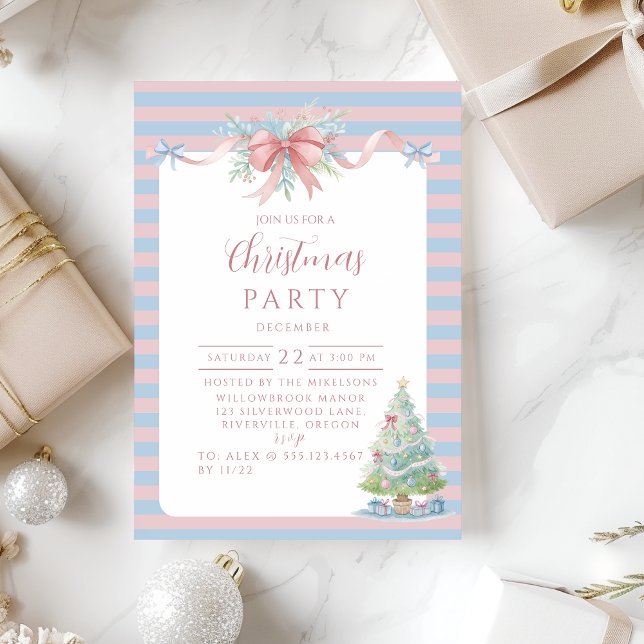 Convites Natal com Listras de Doces Pastéis (Criador carregado)