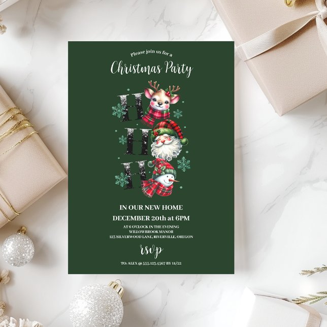 Convites Natal com Papai Noel e Amigos em Xadrez Retrô (Criador carregado)
