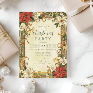 Convites Natal com Poinsettia Vintage
