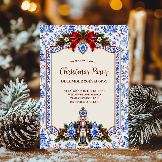 Convites Natal com quebra-nozes Chinoiserie (Criador carregado)