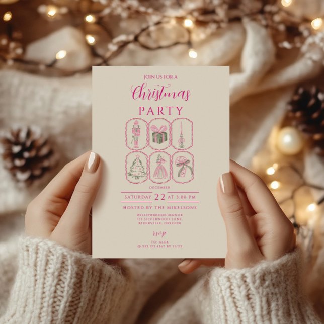 Convites Natal Coquete Espremedor Rosa (Criador carregado)