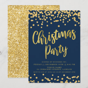 Convites Natal corporativo do Glitter do Marinho Dourado