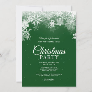 Convites Natal Corporativo Elegante Verde e Branco com Floc