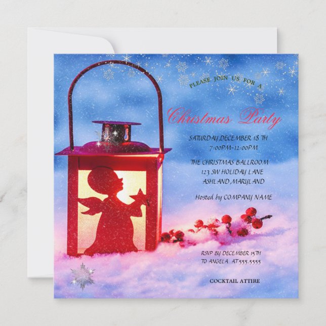 Convites Natal Corporativo Luz de Holly Berry (Frente)