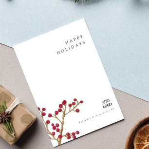 Convites Natal Corporativo Mínimo do Berry Fir da Watercolo