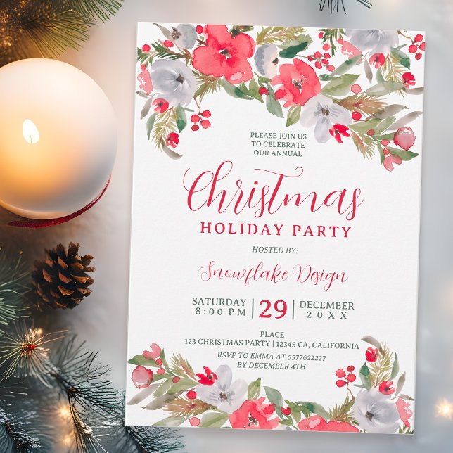 Convites Natal da empresa russa de negócios vermelhos (Rustic green red business corporate Christmas Invitation)