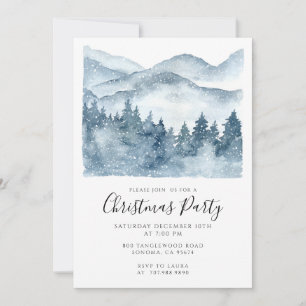 Convites Natal da Floresta de inverno com Aquarela