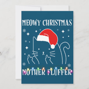 Convites Natal da Gata Mãe Fluffer Gato Divertido Natal