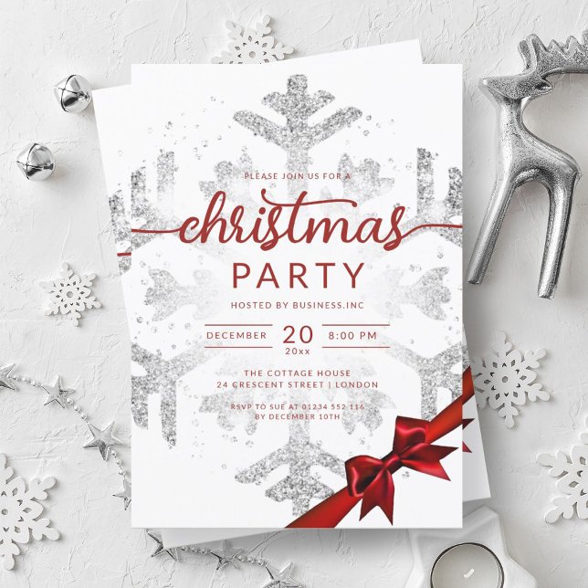 Convites Natal da Silver Winter Glitter Snow Company (Silver Winter Glitter Snow Company Christmas Invitation)