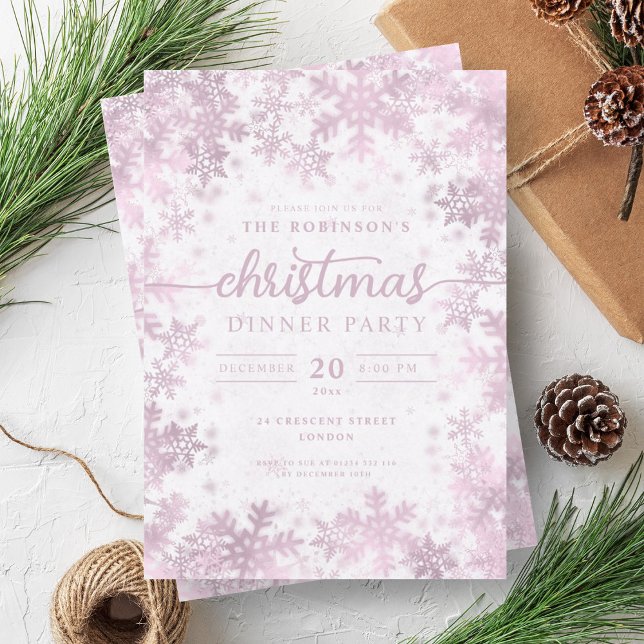 Convites Natal da Terra Marinha do Inverno da Rosa Moderna (Modern Rose Gold Winter Wonderland Christmas Invitation)