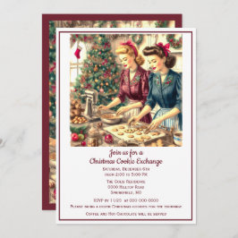Convites Natal da troca de cookies retrô