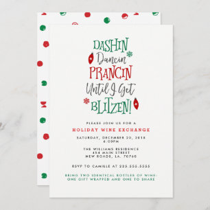 Convites Natal da troca do vinho de Dashin Dancin Prancin