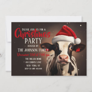 Convites Natal da Vaca Santa Claus