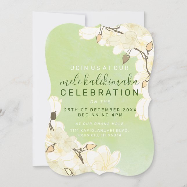 Convites Natal das Flores Brancas do Sol Soft Havaiano: Ver (Frente)
